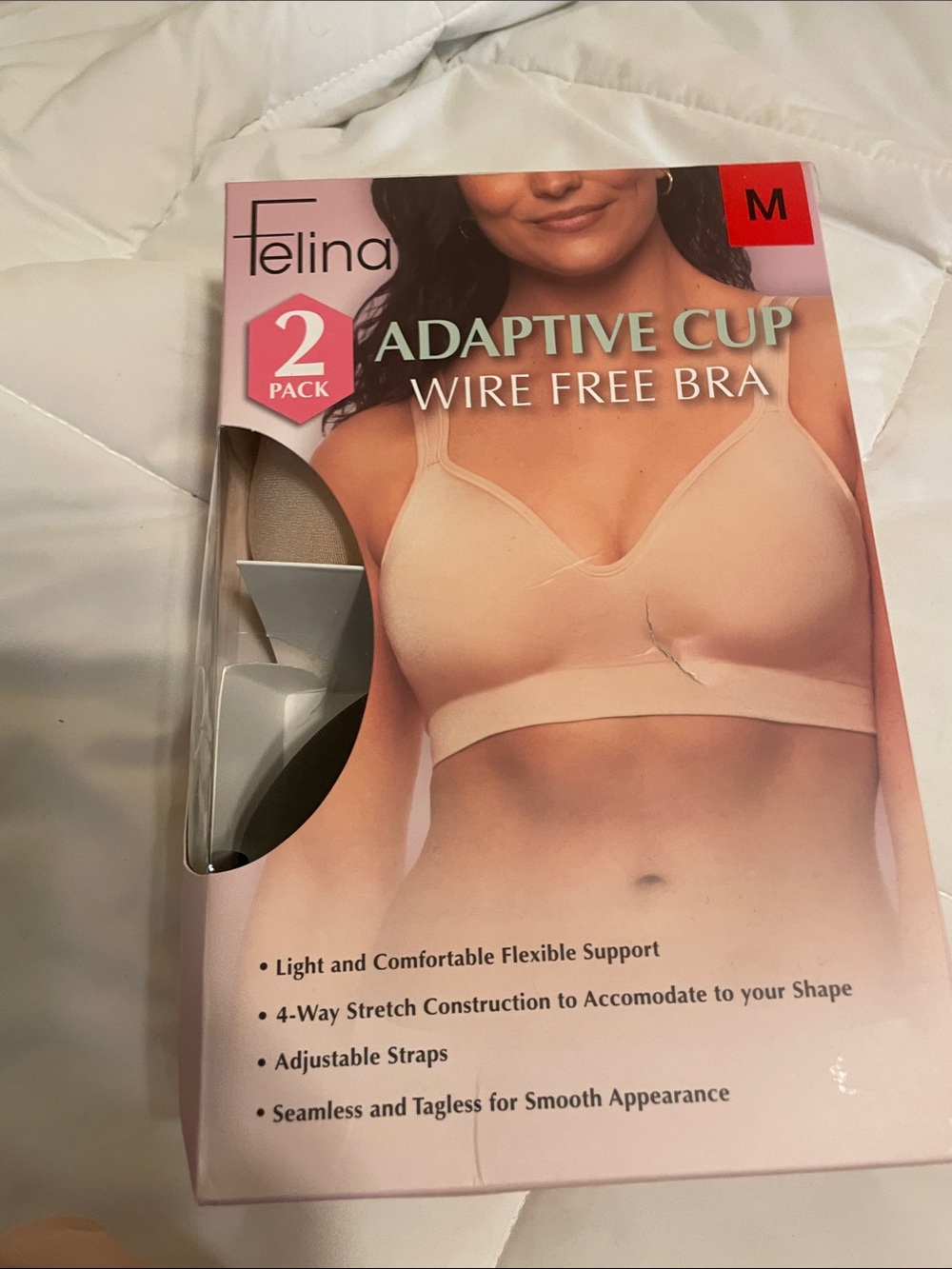 Felina Adaptive Cup Wire Free Bra - Nude/Beige (2 Pack)